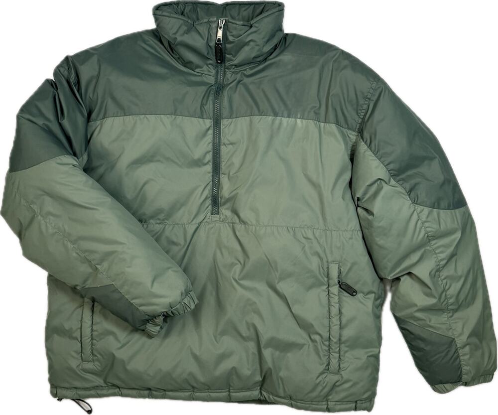 CABELA Sz Lg 80% Premium Goose Down 1/2 Zip Pullover Warm Winter Jacket Green